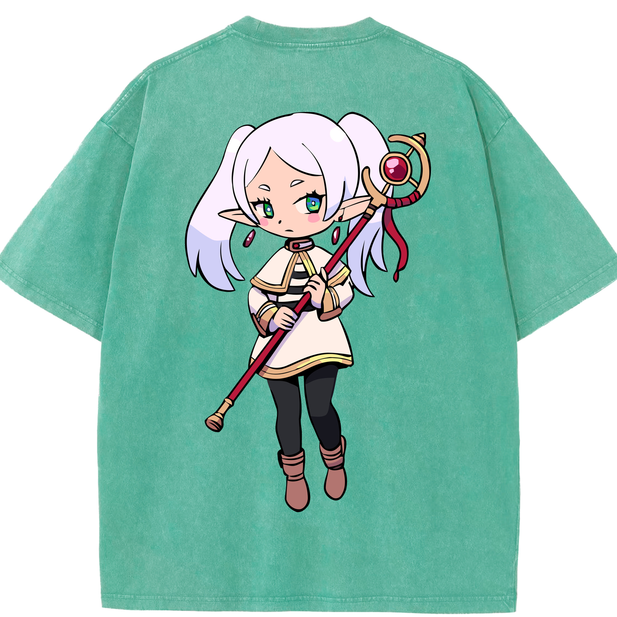 （画像用） 葬送のフリーレン Frieren 綿100% ヴィンテージ風 半袖Tシャツ（背面プリント）